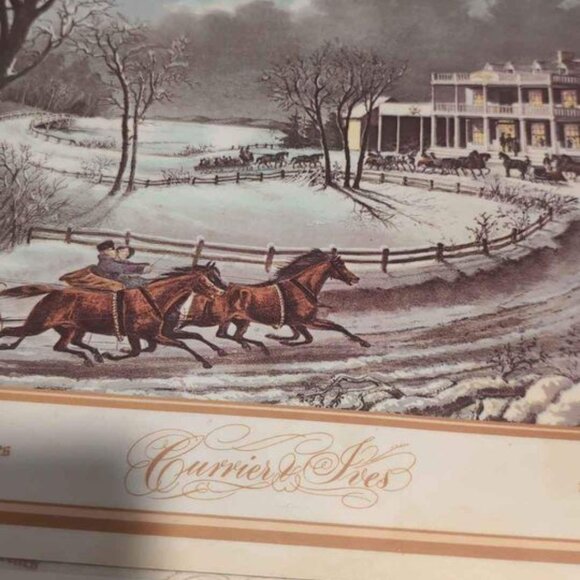 Vintage Currier and Ives Winter Scenes Plastic Coated Placemats - Picture 8 of 10